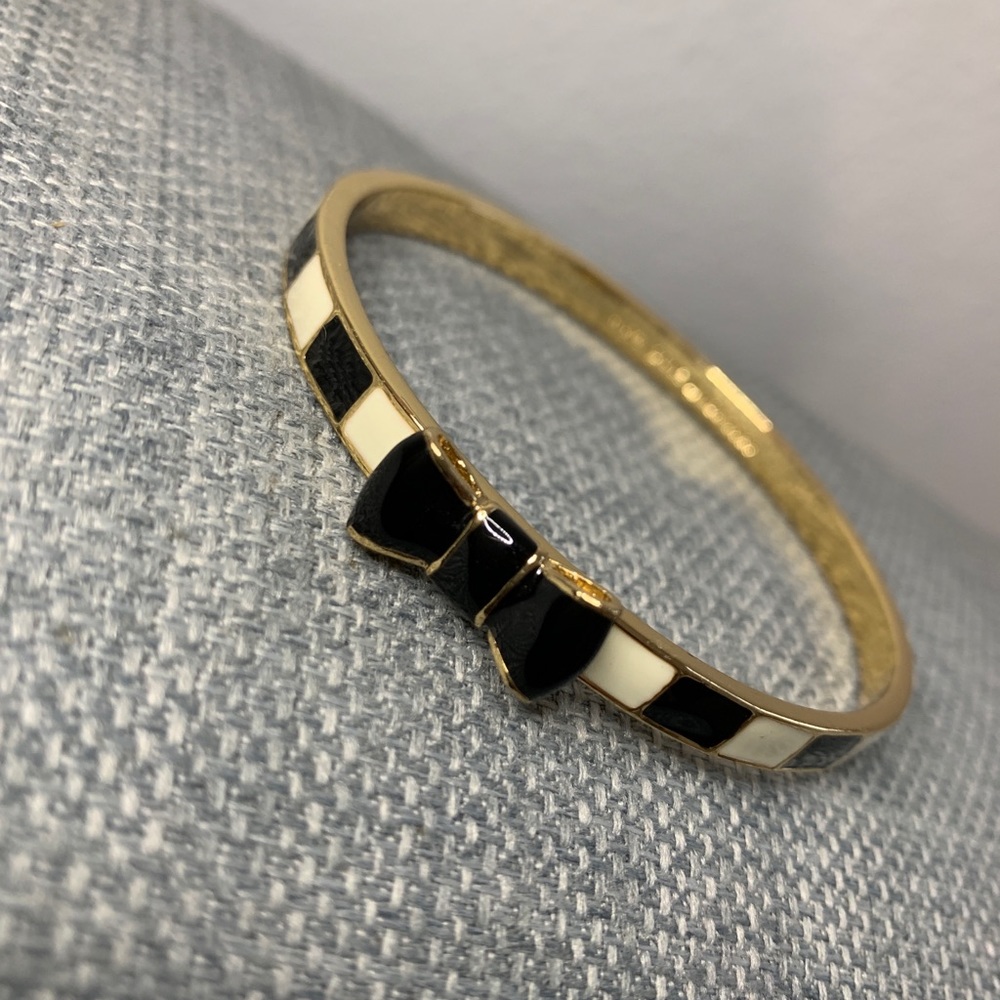 Kate Spade ♠️ Black & White Stripes Bow Bracelet